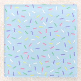 Blauwe regenboog strooit confetti leuk kleurrijk glazen onderzetter