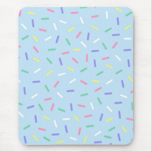 Blauwe regenboog strooit confetti leuk kleurrijk muismat