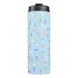 Blauwe regenboog strooit confetti leuk kleurrijk thermosbeker