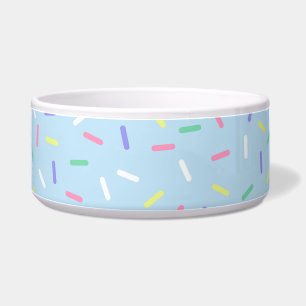 Blauwe regenboog strooit confetti leuk kleurrijk voerbakje