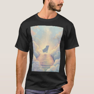 Blauwe Regenboogbrug Pug-herdenkingskunst met Rouw T-shirt