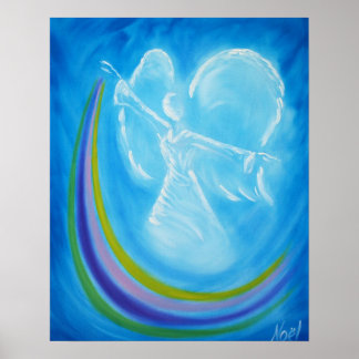 Blauwe regenboogengel afdrukken poster