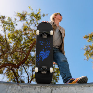 Blauwe regenboogkunst met sterren skateboard
