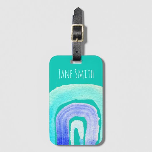 Blauwe regenboogliefde waterverf bagagelabel (Voorkant (verticaal))
