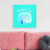 Blauwe regenboogliefde waterverf canvas afdruk (Insitu (Woonkamer))