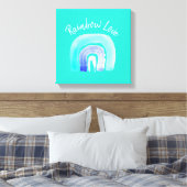 Blauwe regenboogliefde waterverf canvas afdruk (Insitu (Slaapkamer))