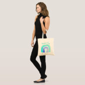 Blauwe regenboogliefde waterverf tote bag (Voorkant (model))