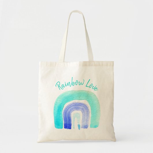 Blauwe regenboogliefde waterverf tote bag (Voorkant)