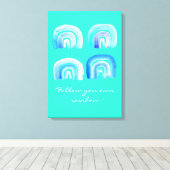 Blauwe regenboogretro turquoise canvas afdruk (Insitu (Houten vloer))