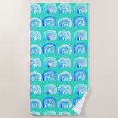 Blauwe regenboogretro turquoise strandlaken (Voorkant)
