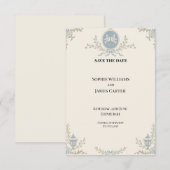 Blauwe Regency Cameo Bruiloft Save The Date (Voorkant / Achterkant)