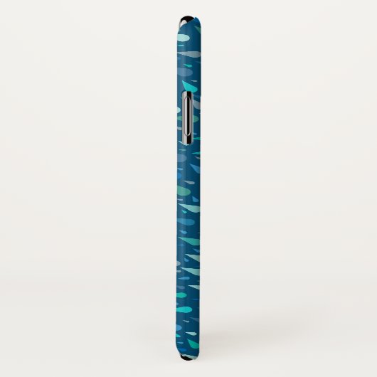 Blauwe regendruppels monogram Case-Mate iPhone case (Achterkant / rechts)