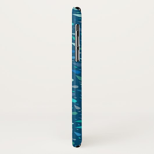Blauwe regendruppels monogram Case-Mate iPhone case (Achterkant/links)