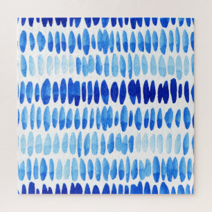 Blauwe regendruppels: Waterverf naadloos Abstract Legpuzzel