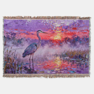 Blauwe reiger bij zonsondergang deken