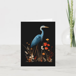 Blauwe Reiger Bloemige Wilde Bloem Vogelspotten Kaart