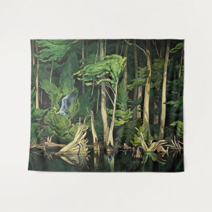 Blauwe Reiger Canadese Schilderij door A J Casson Wandkleed