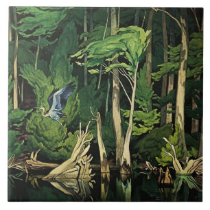 Blauwe Reiger Canadese Schildering door A J Casson Tegeltje