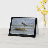 BLAUWE REIGER die een van VISSEN ~- Wenskaart ETEN Kaart (Gele Bloem)