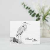 Blauwe reiger en rotsen, watervogel schets Dank u Briefkaart (Staand voorkant)