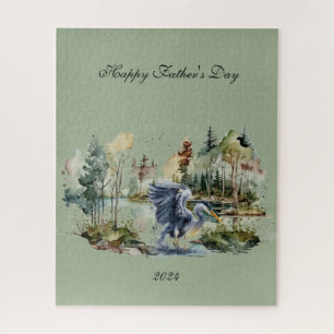 Blauwe reiger in Lake Happy Vaderdag puzzel Legpuzzel