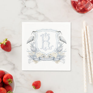 Blauwe Reiger Speciale Monogram Wapenschild Servet