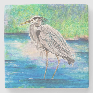 Blauwe Reiger Stenen Onderzetter