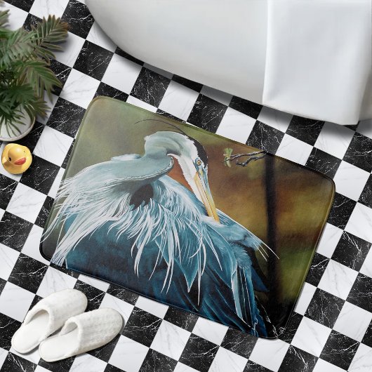 Blauwe Reiger Vogel Badmat