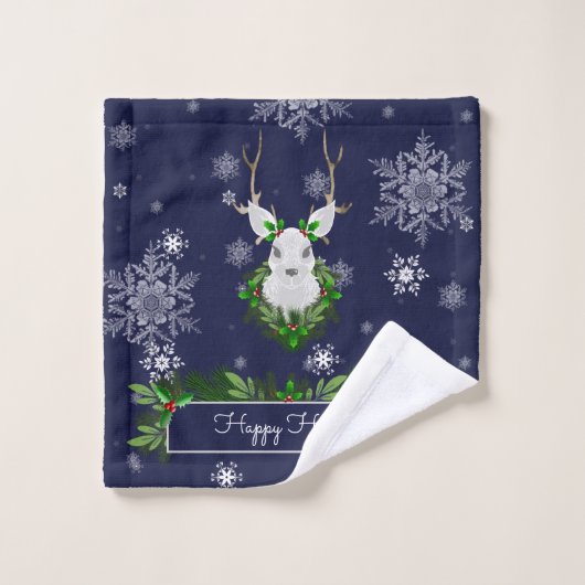 Blauwe Reindedardoekset Bad Handdoek (Wasdoekje)