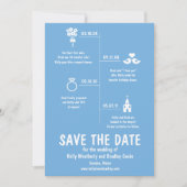 Blauwe relatie-tijdlijn Trouw Save the Date (Voorkant)