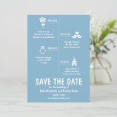 Blauwe Relatie tijdlijn Weddenschap Opslaan Datum Save The Date (Staand voorkant)