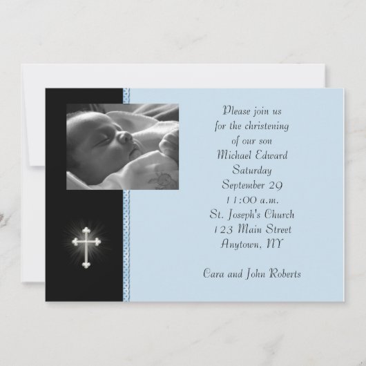 Blauwe Religieuze Fotokaart Kaart (Voorkant)