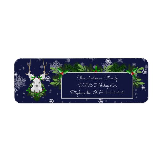 Blauwe rendieren Adresetiketten Etiket (Voorkant)