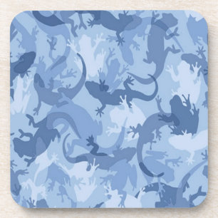 Blauwe reptiele Camouflage-Onderzetters Bier Onderzetter