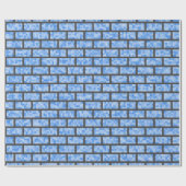 Blauwe Retro 8-bits grafische stijlblokken Cadeaupapier (Vlak)