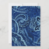 Blauwe Retro Bandanna Paisley bruiloft uitnodiging (Achterkant)