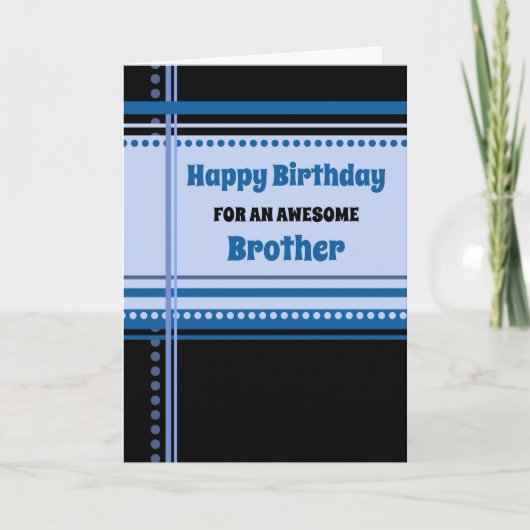 Blauwe Retro Broer Verjaardag Kaart (Voorkant)