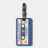 Blauwe Retro Cassette | Markernaam Bagagelabel (Achterkant verticaal)