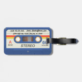 Blauwe Retro Cassette | Markernaam Bagagelabel (Achterkant horizontaal)