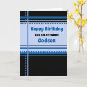Blauwe Retro Godson Verjaardag Kaart (Gele Bloem)