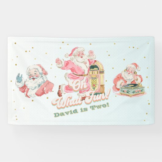 Blauwe Retro Groovy Kerstman-Boy Verjaardag Spandoek (Horizontaal)