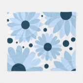 Blauwe retro stijl madeliefjes en donkerblauwe sti fleece deken (Voorkant (Horizontaal))