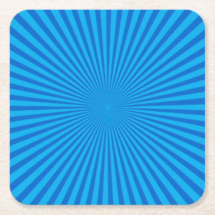 Blauwe Retro Sunburst Achtergrond Vierkante Kartonnen Onderzetter