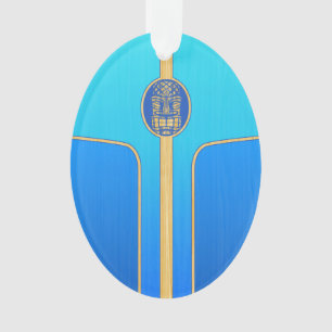 Blauwe Retro Surfplank Tiki Ornament