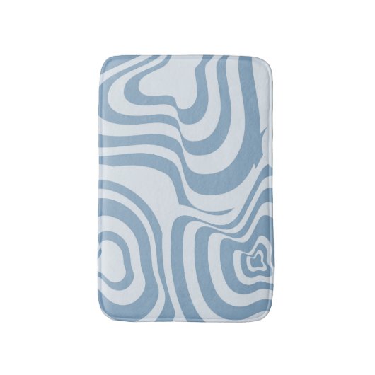 Blauwe Retro Swirl Groovy Y2K Patroon Badmat (Voorkant Verticaal)