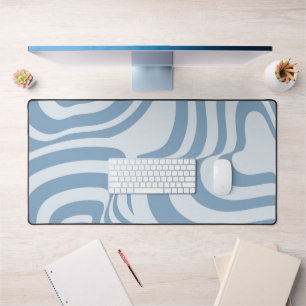 Blauwe Retro Swirl Groovy Y2K Patroon Bureaumat
