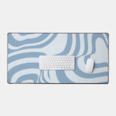 Blauwe Retro Swirl Groovy Y2K Patroon Bureaumat (Keyboard & Muis)
