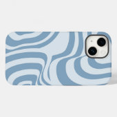 Blauwe Retro Swirl Groovy Y2K Patroon Case-Mate iPhone Case (Achterkant (horizontaal))