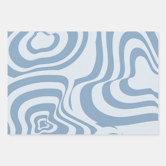Blauwe Retro Swirl Groovy Y2K Patroon Inpakpapier Vel (Voorkant 3)