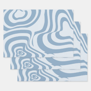 Blauwe Retro Swirl Groovy Y2K Patroon Inpakpapier Vel
